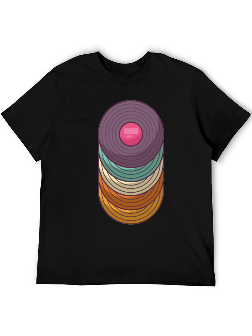 Retro Vinyl Record Stack Graphic T-Shirt