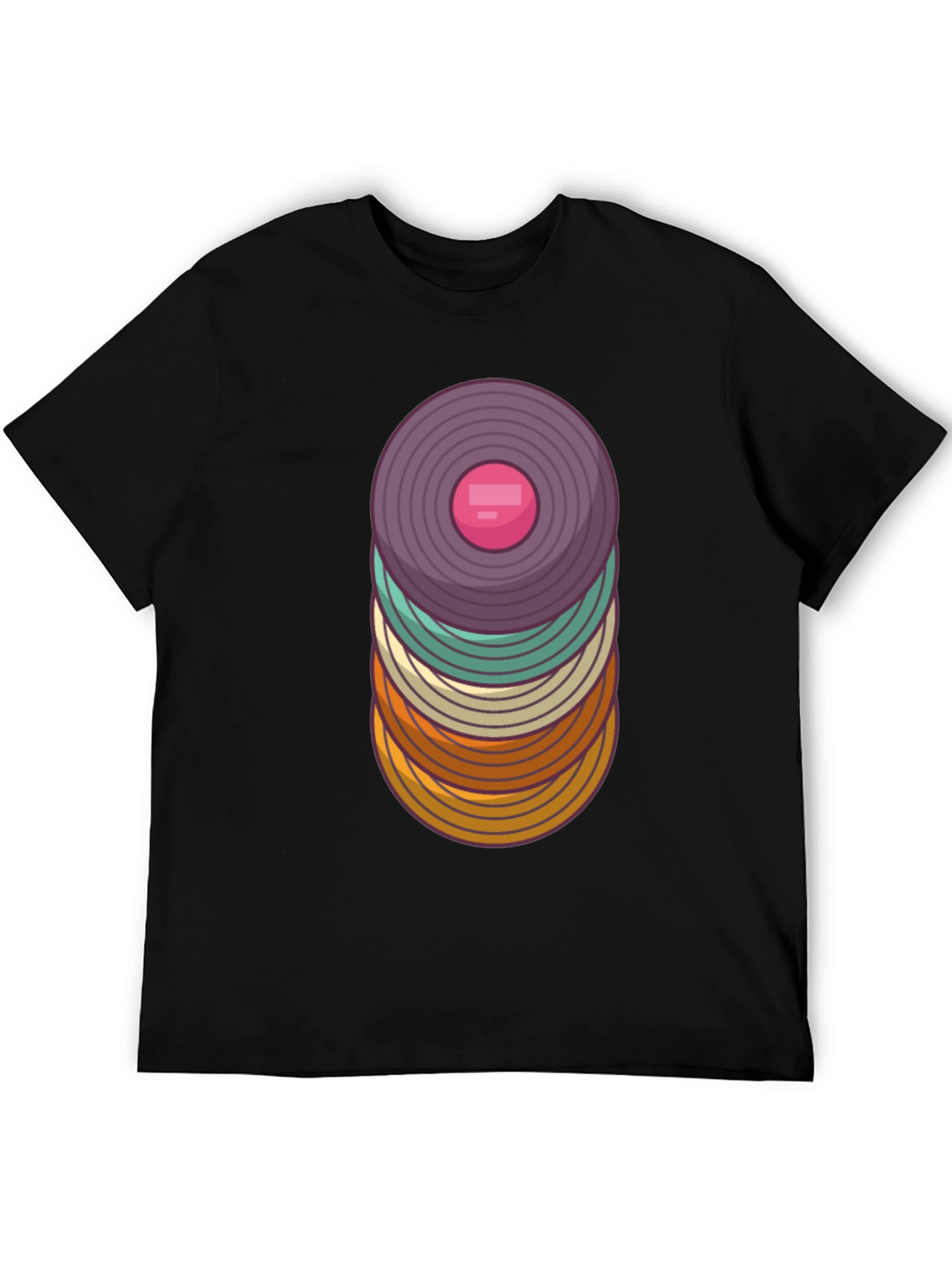 Retro Vinyl Record Stack Graphic T-Shirt