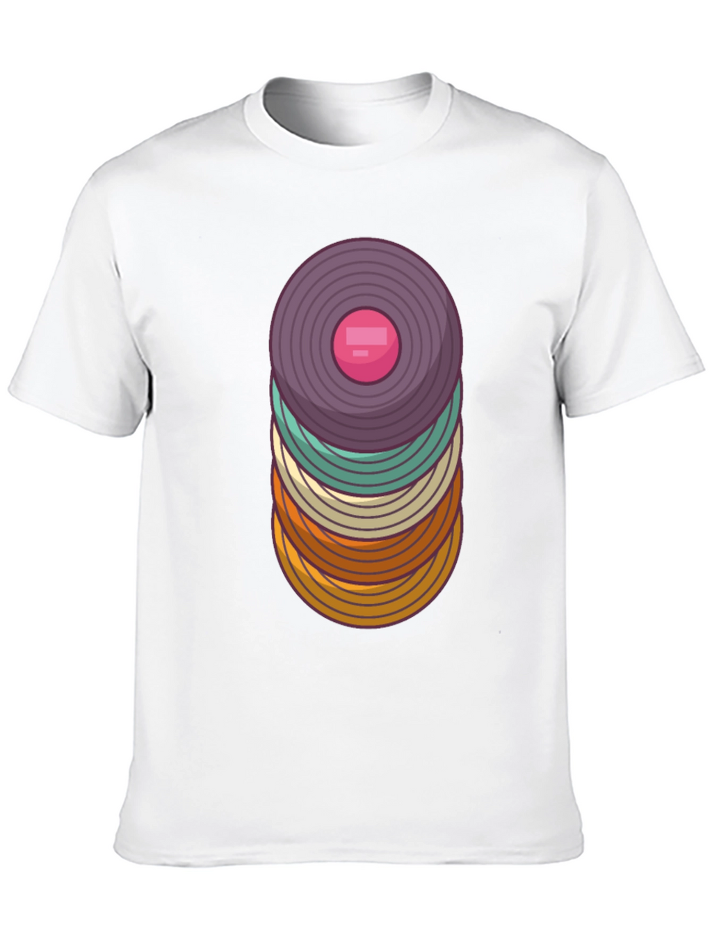 Retro Vinyl Record Stack Graphic T-Shirt