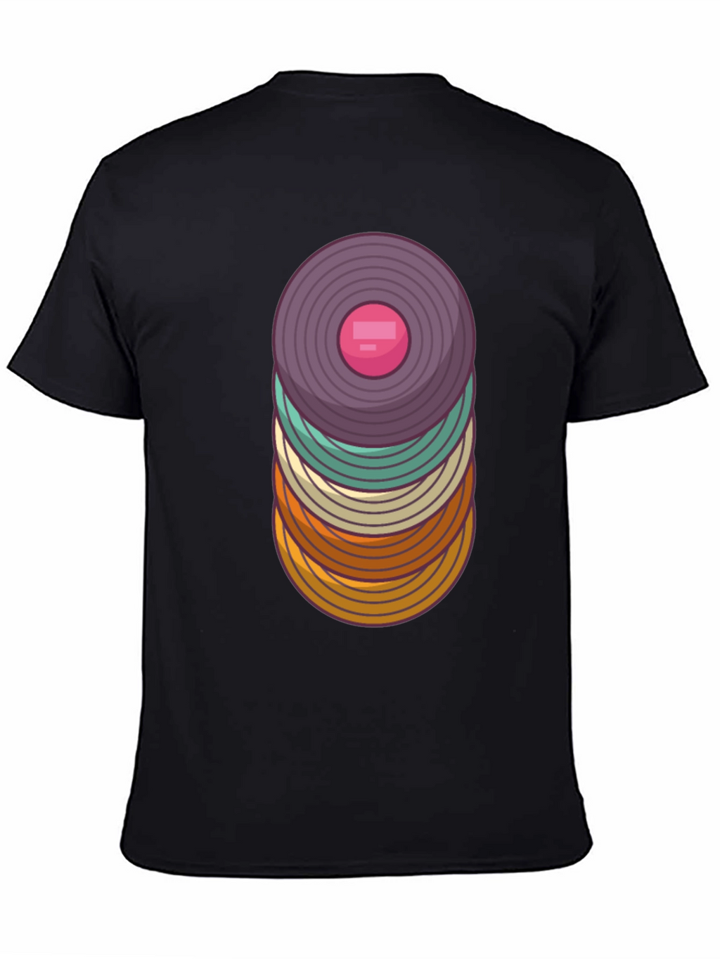 Retro Vinyl Record Stack Graphic T-Shirt