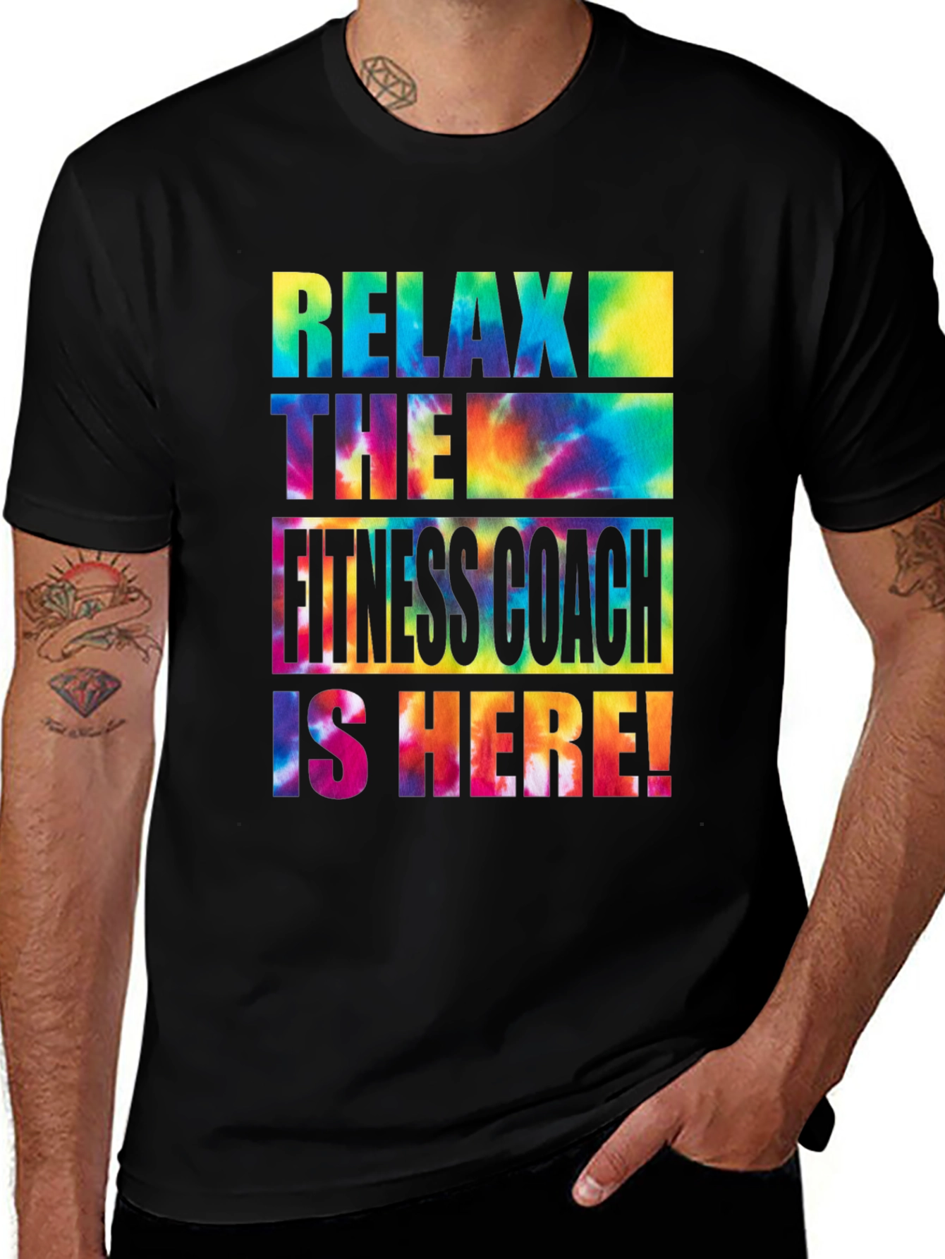 Relax Fitness Coach Tie Dye Graphic Tee