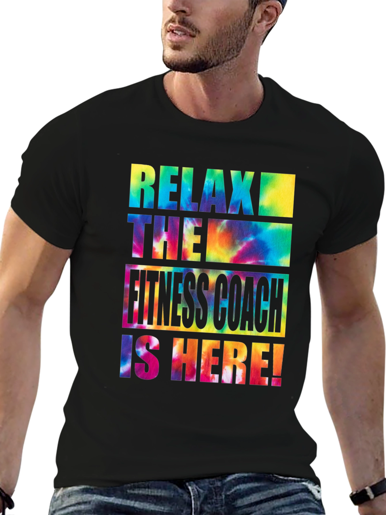 Relax Fitness Coach Tie Dye Graphic Tee