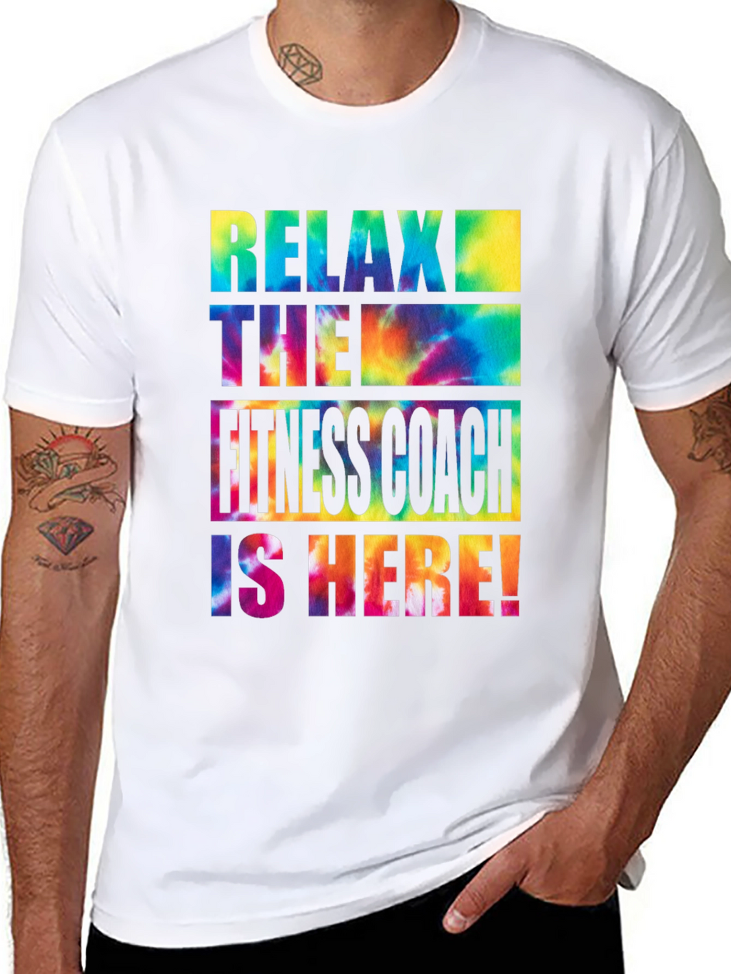 Relax Fitness Coach Tie Dye Graphic Tee