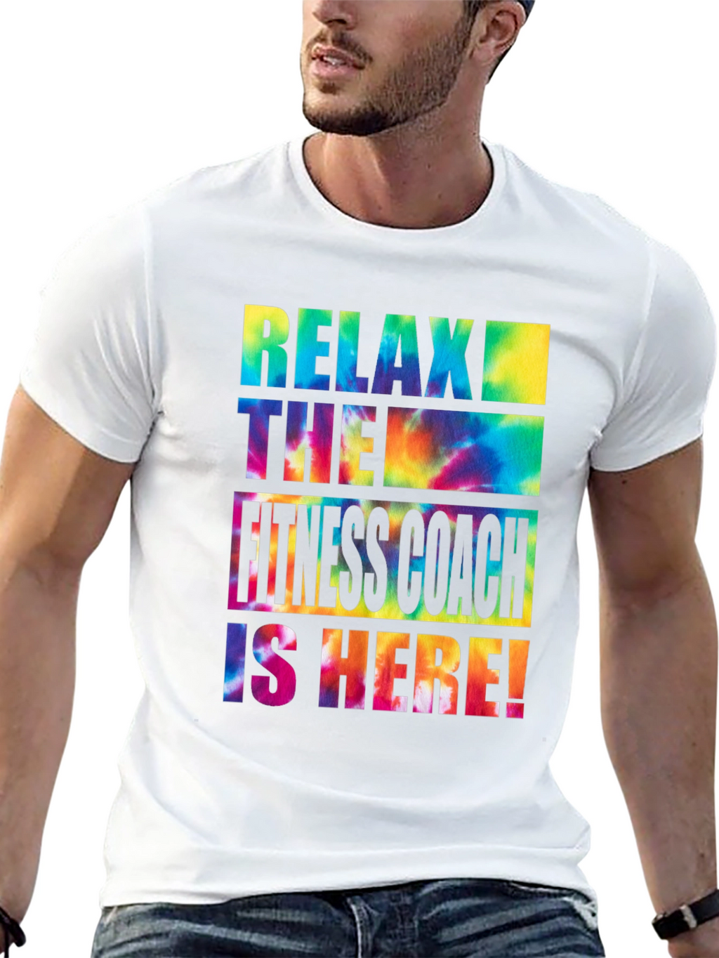 Relax Fitness Coach Tie Dye Graphic Tee