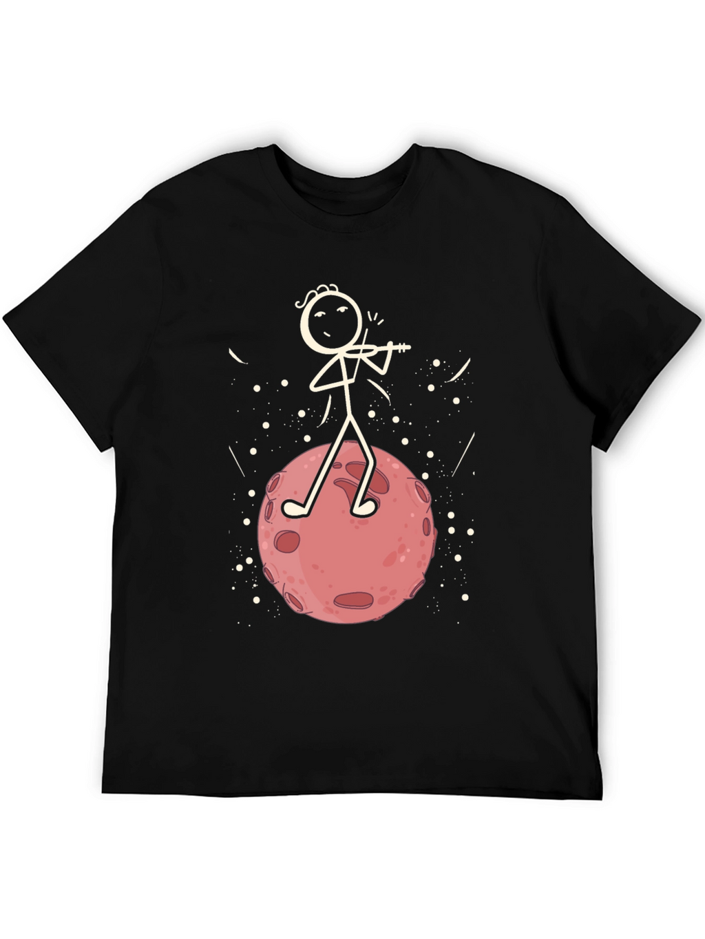 Moon Violinist Graphic T-Shirt - Black Cotton Tee