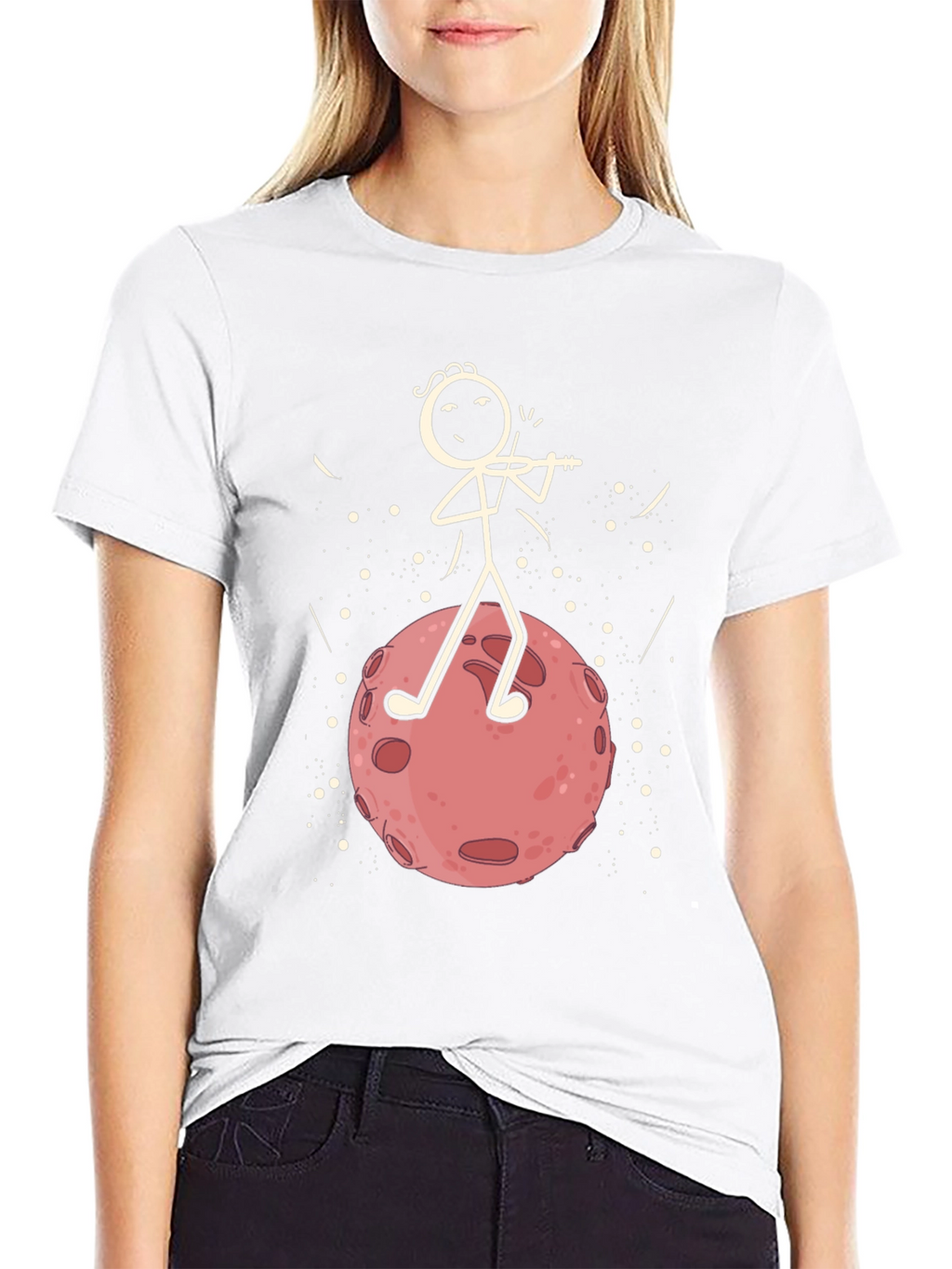 Moon Violinist Graphic T-Shirt - Black Cotton Tee