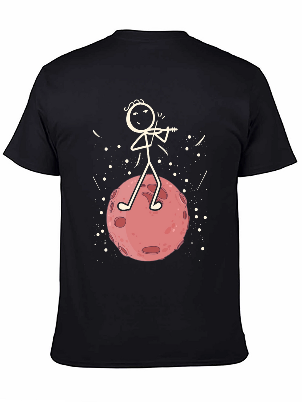 Moon Violinist Graphic T-Shirt - Black Cotton Tee
