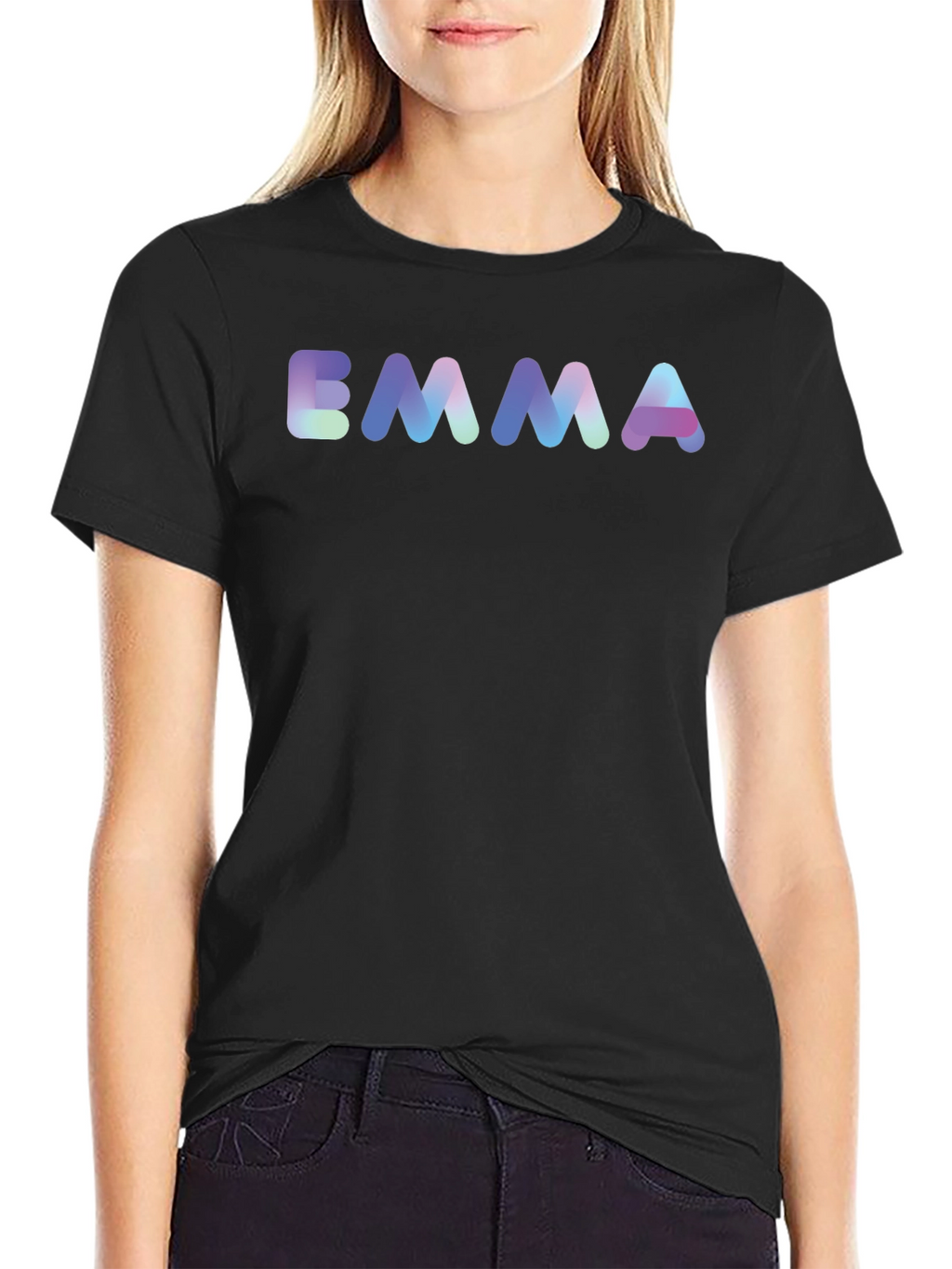 Emma T-Shirt - Black Cotton Blend Tee