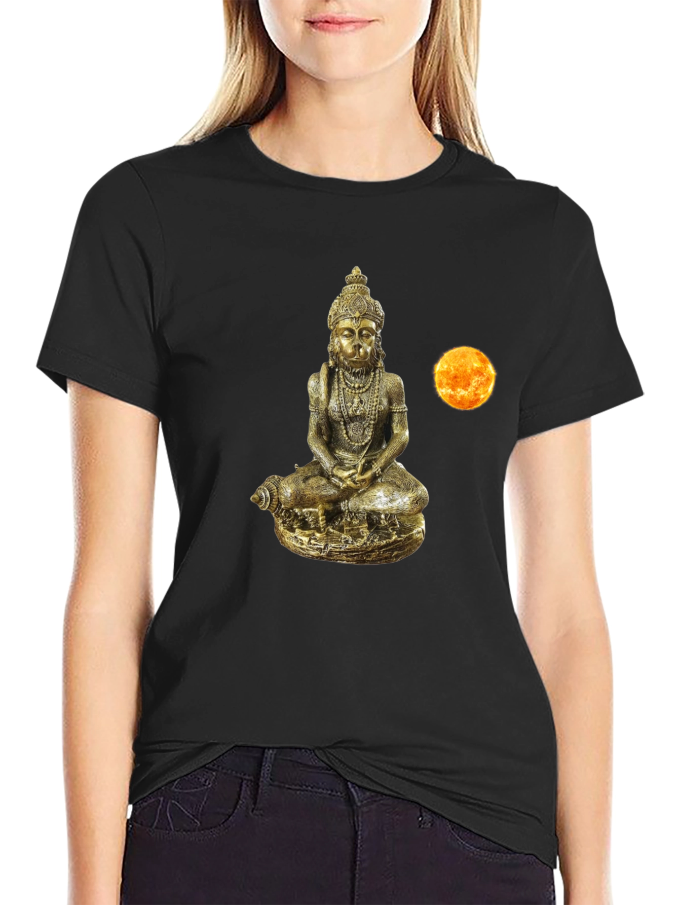 Hanuman Gold Statue Graphic Tee