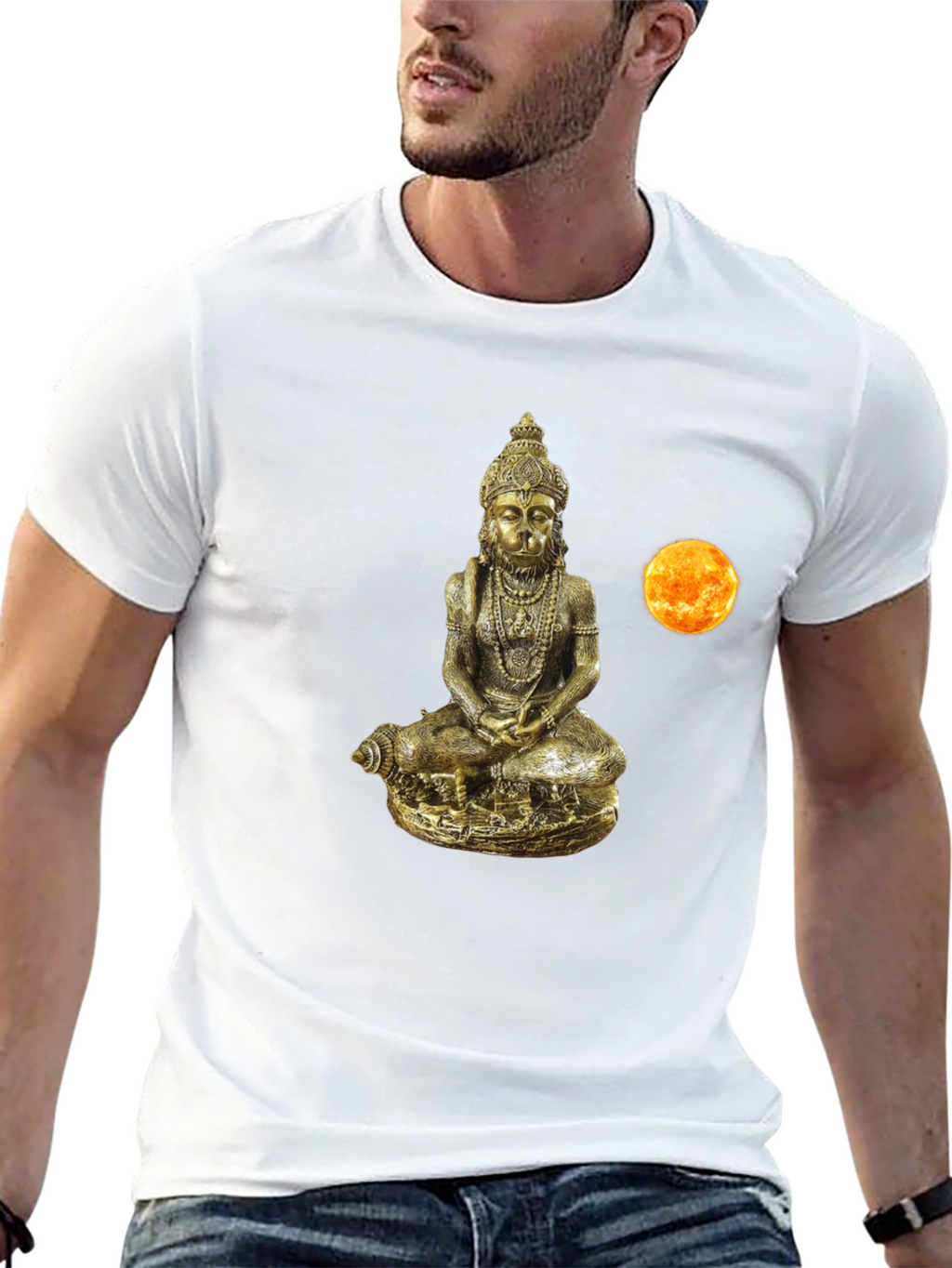 Hanuman Gold Statue Graphic Tee