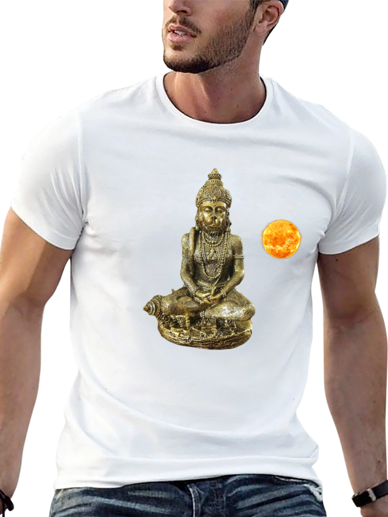 Hanuman Gold Statue Graphic Tee