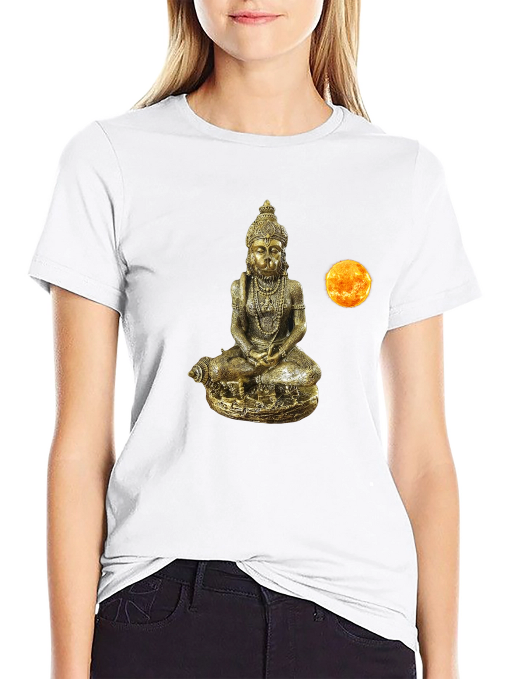 Hanuman Gold Statue Graphic Tee