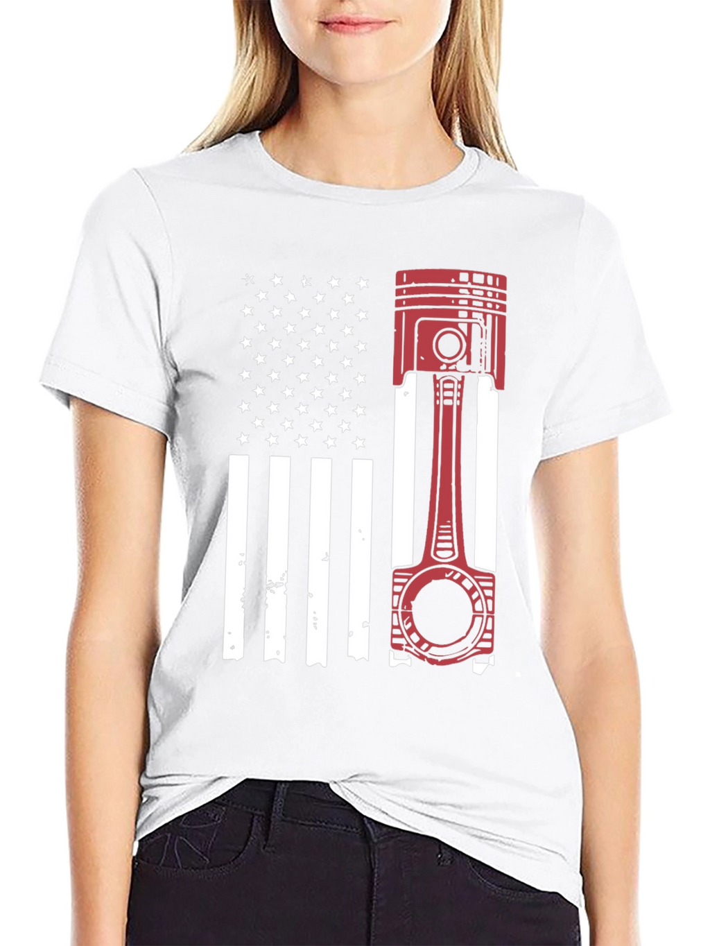 American Flag Piston Graphic T-Shirt