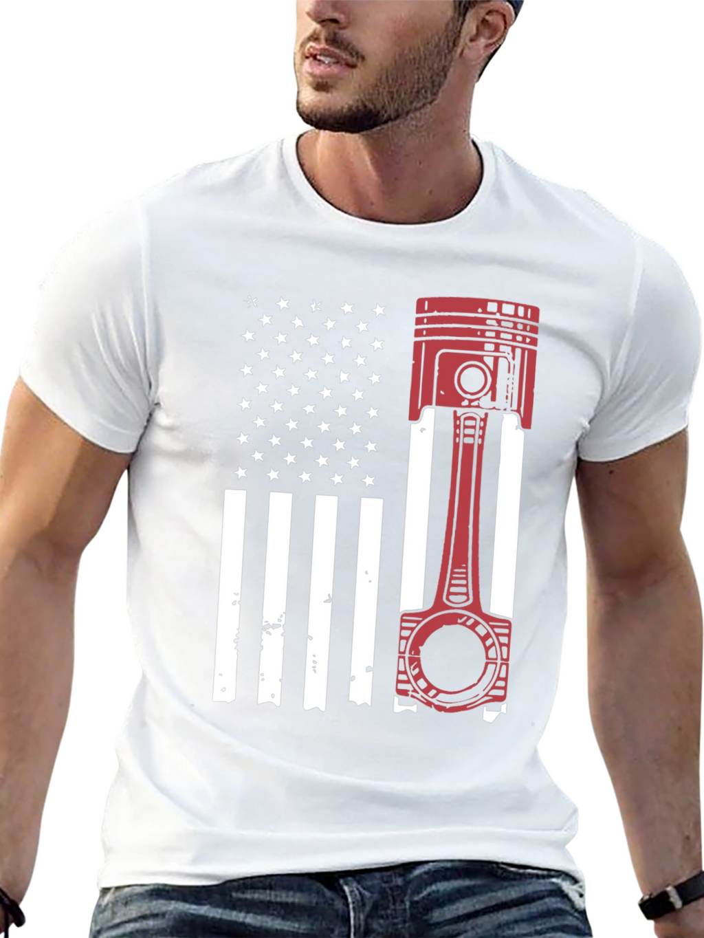 American Flag Piston Graphic T-Shirt