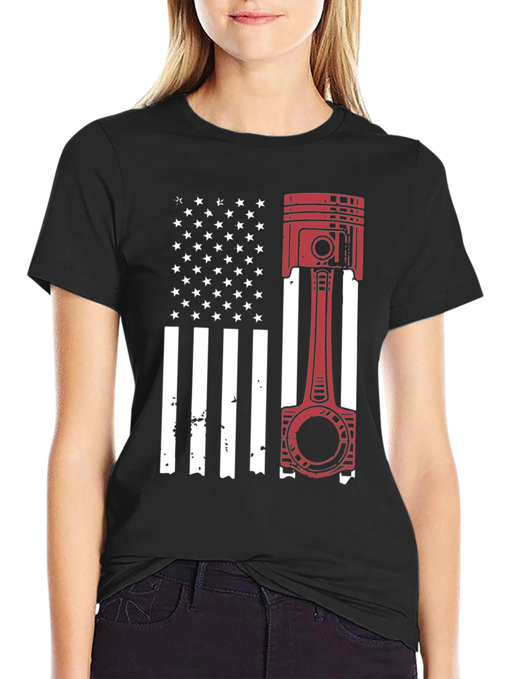 American Flag Piston Graphic T-Shirt