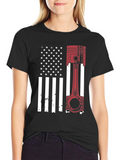 American Flag Piston Graphic T-Shirt
