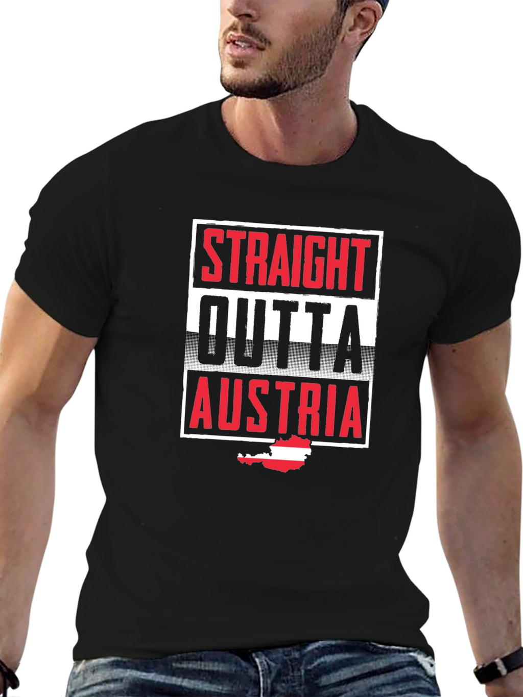 Straight Outta Austria T-Shirt | Black Novelty Tee