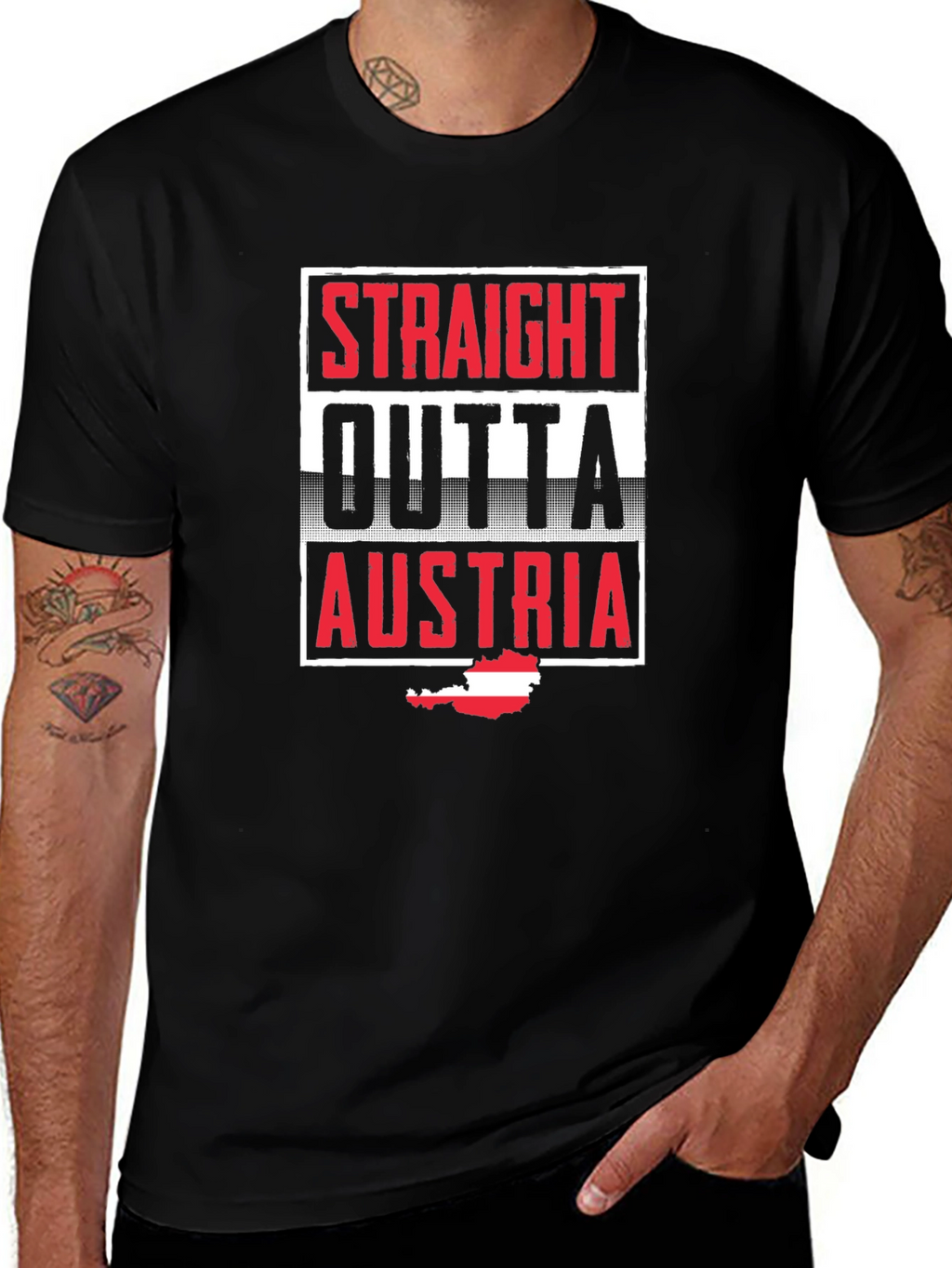 Straight Outta Austria T-Shirt | Black Novelty Tee