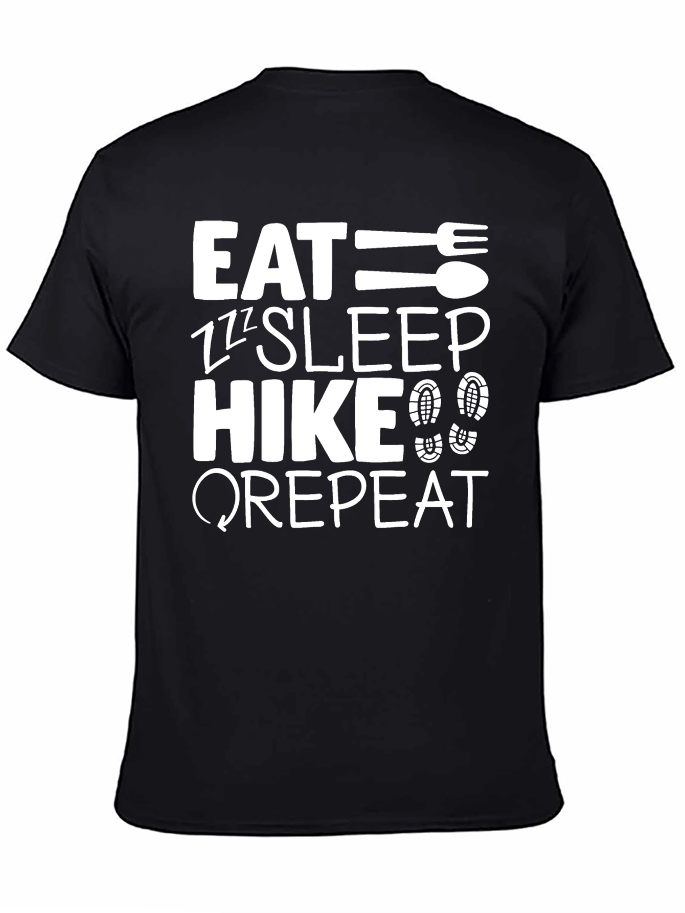 Eat Sleep Hike Repeat Black Graphic T-Shirt