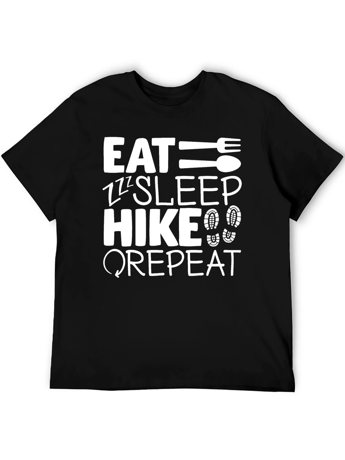 Eat Sleep Hike Repeat Black Graphic T-Shirt