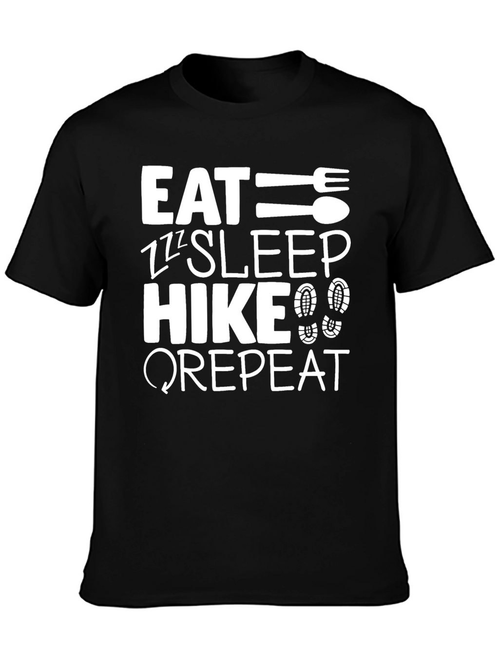 Eat Sleep Hike Repeat Black Graphic T-Shirt