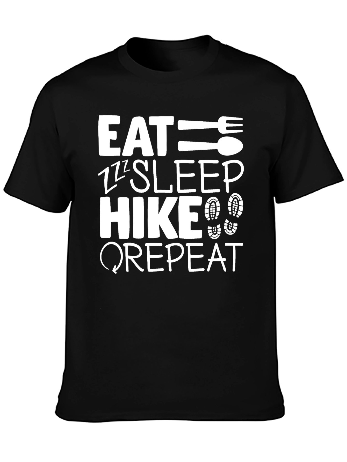 Eat Sleep Hike Repeat Black Graphic T-Shirt