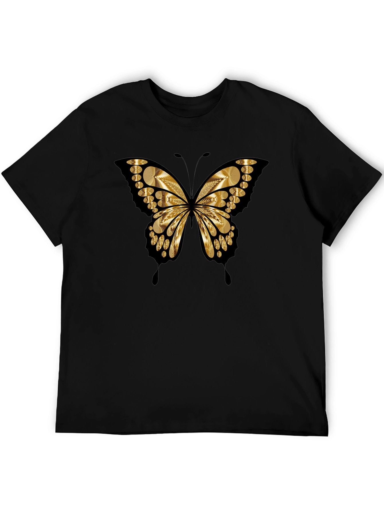 Butterfly Print Black Casual Tee