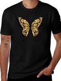 Butterfly Print Black Casual Tee