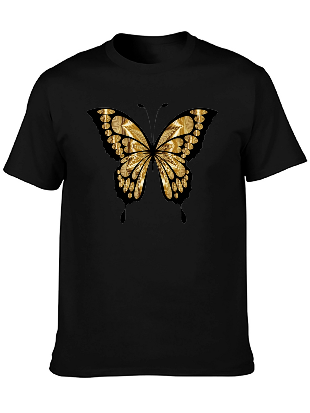 Butterfly Print Black Casual Tee