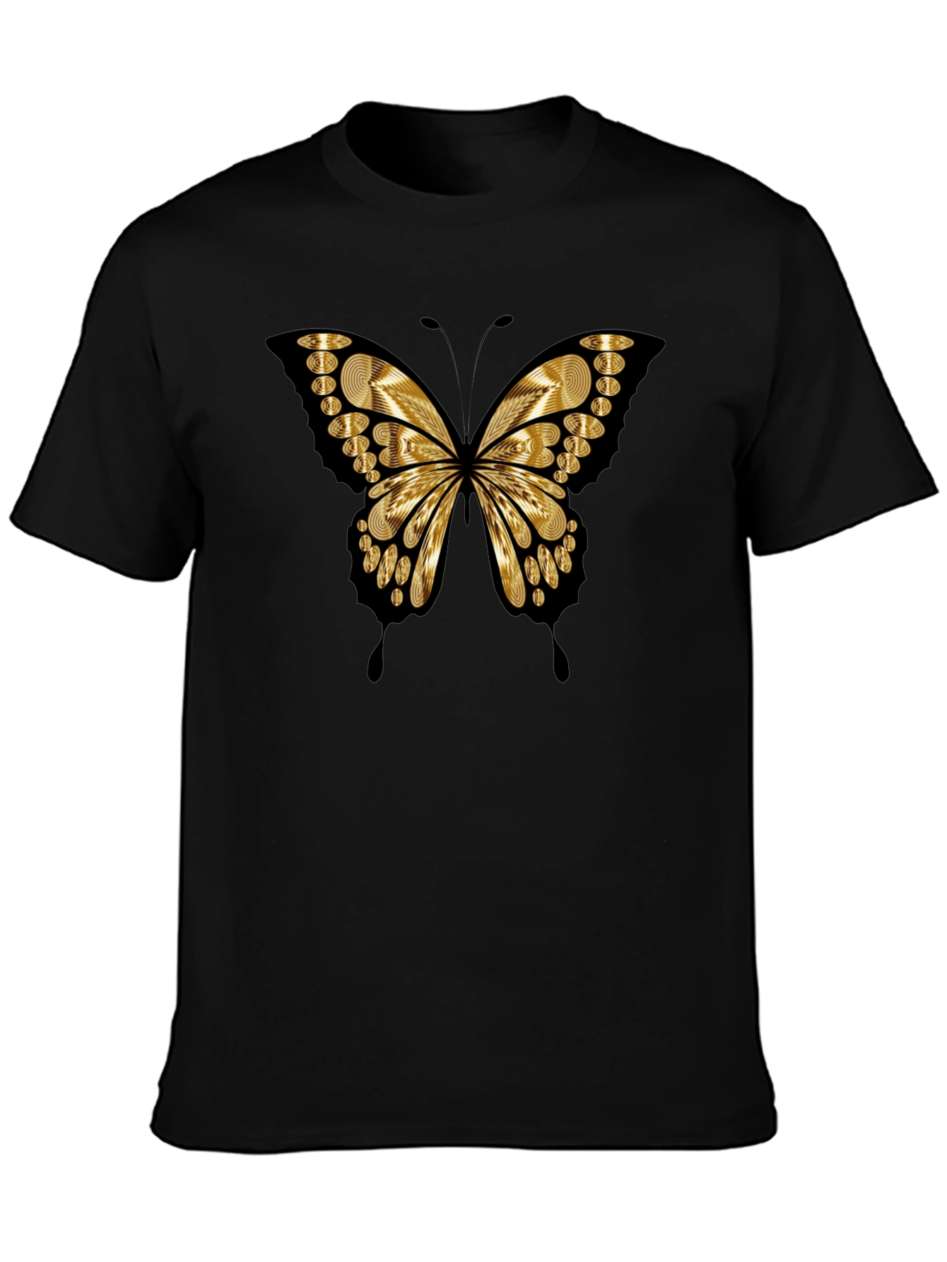 Butterfly Print Black Casual Tee