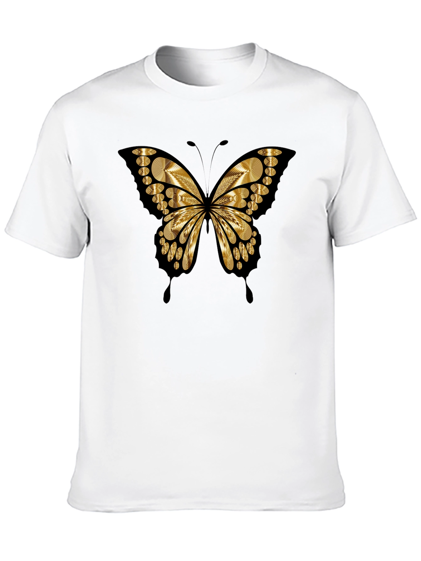 Butterfly Print Black Casual Tee