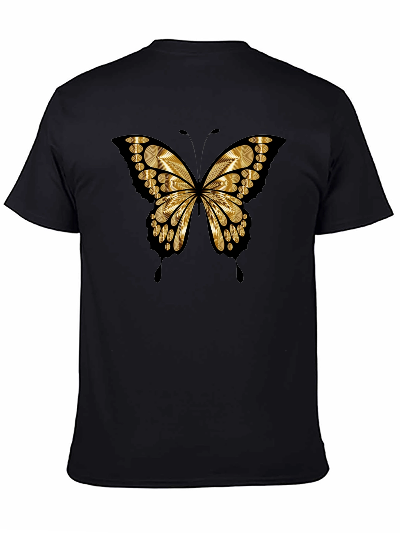 Butterfly Print Black Casual Tee