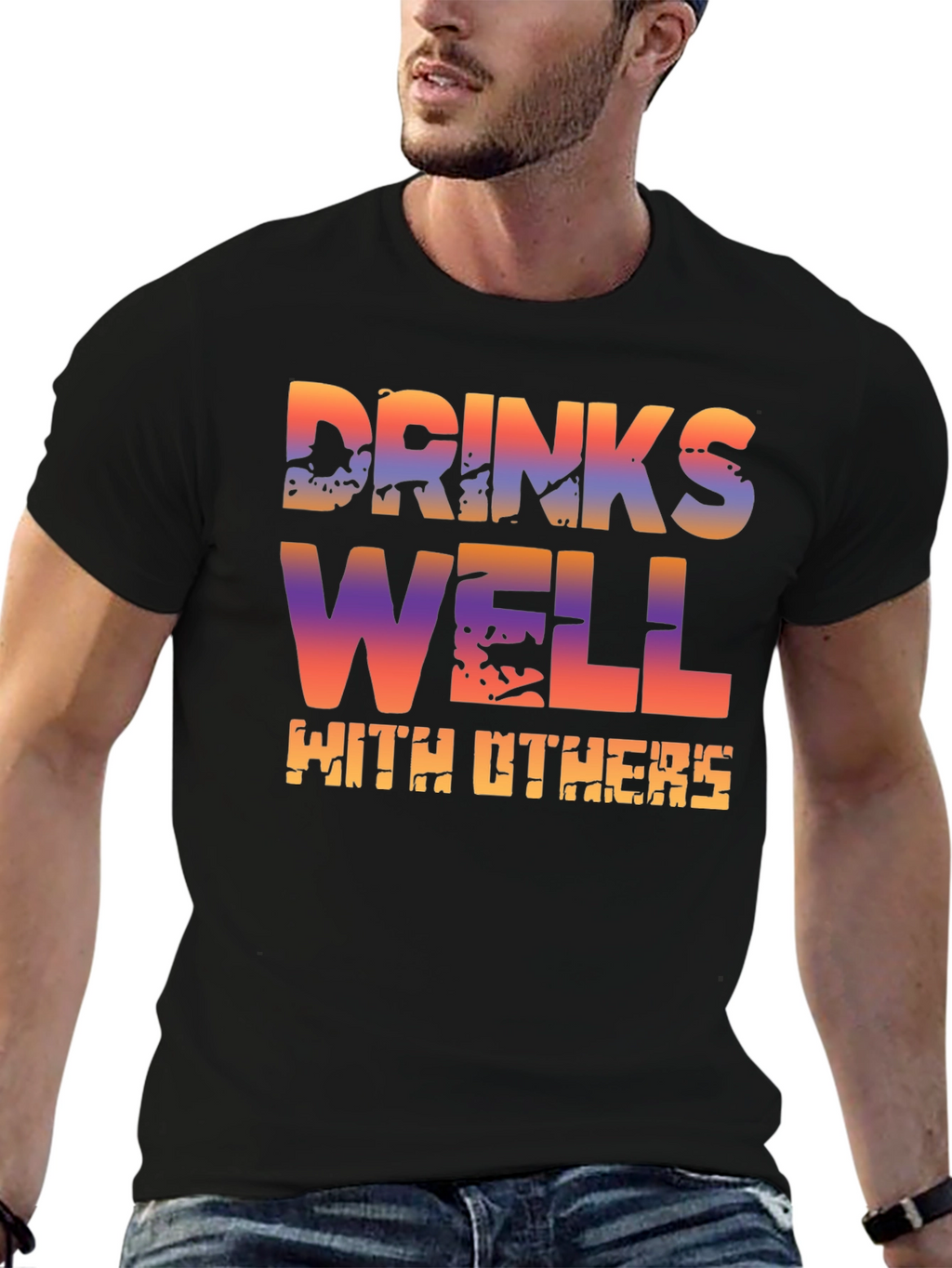 Drinks Well With Others T-Shirt - Novelty Graphic Tee