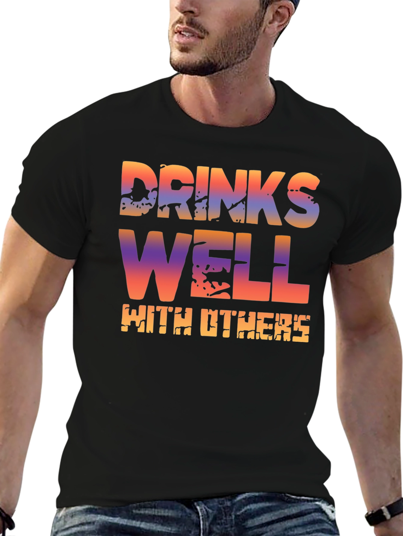 Drinks Well With Others T-Shirt - Novelty Graphic Tee
