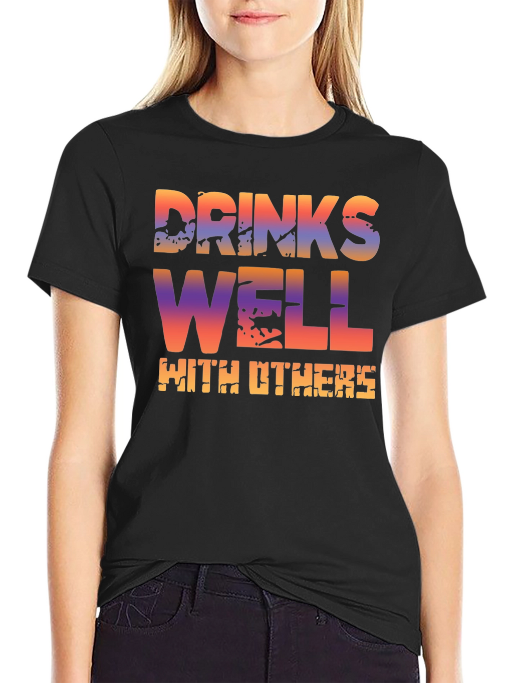 Drinks Well With Others T-Shirt - Novelty Graphic Tee