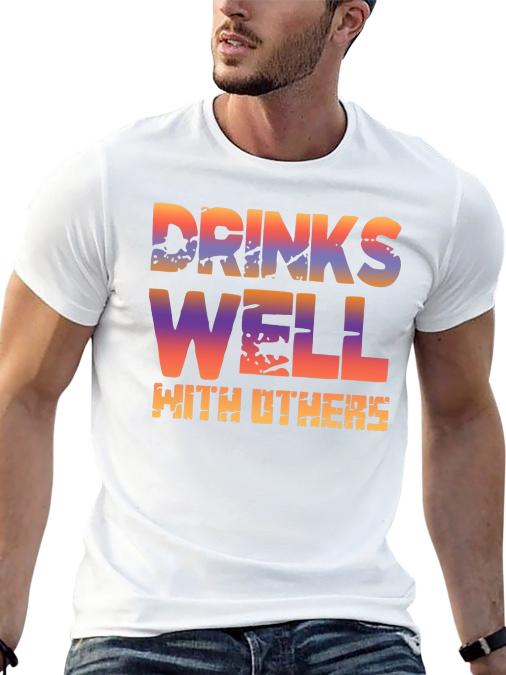 Drinks Well With Others T-Shirt - Novelty Graphic Tee