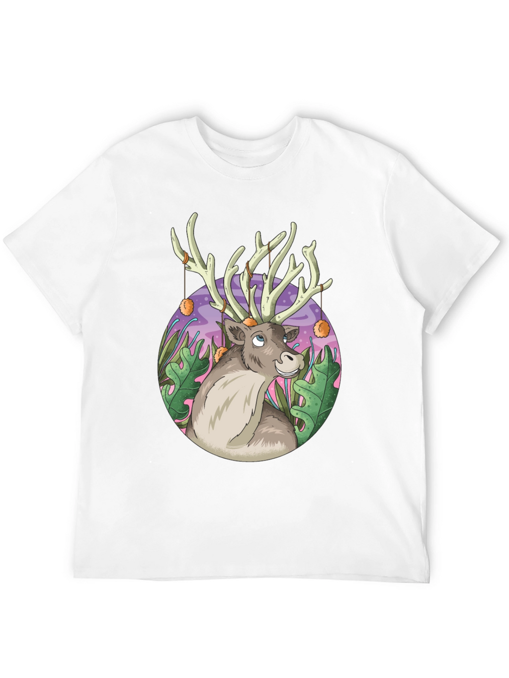 Reindeer Graphic Tee - Black Cotton Casual Top