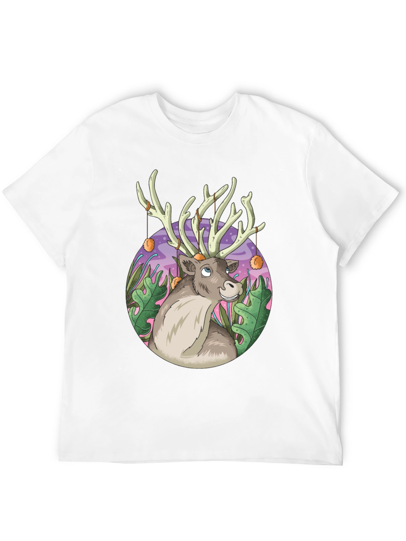 Reindeer Graphic Tee - Black Cotton Casual Top