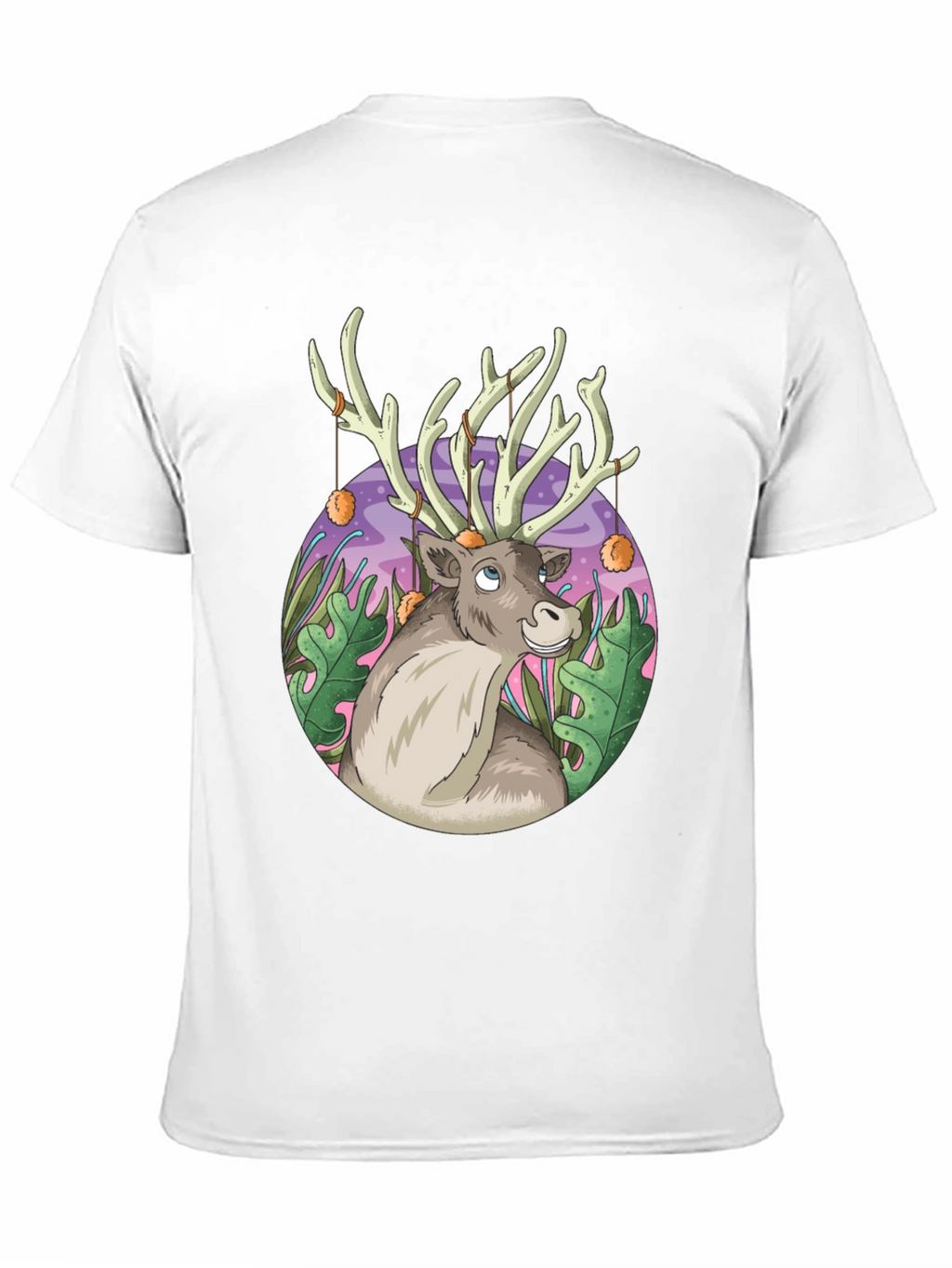 Reindeer Graphic Tee - Black Cotton Casual Top