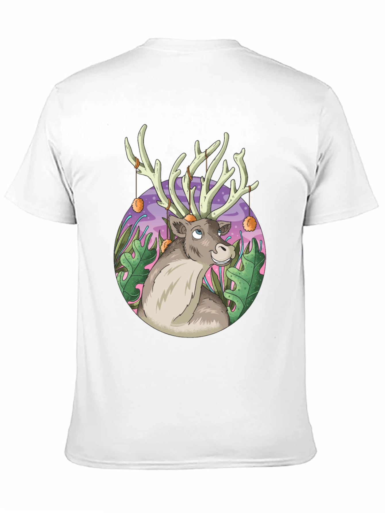 Reindeer Graphic Tee - Black Cotton Casual Top