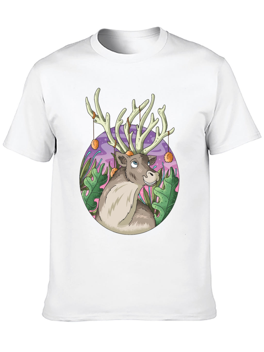 Reindeer Graphic Tee - Black Cotton Casual Top