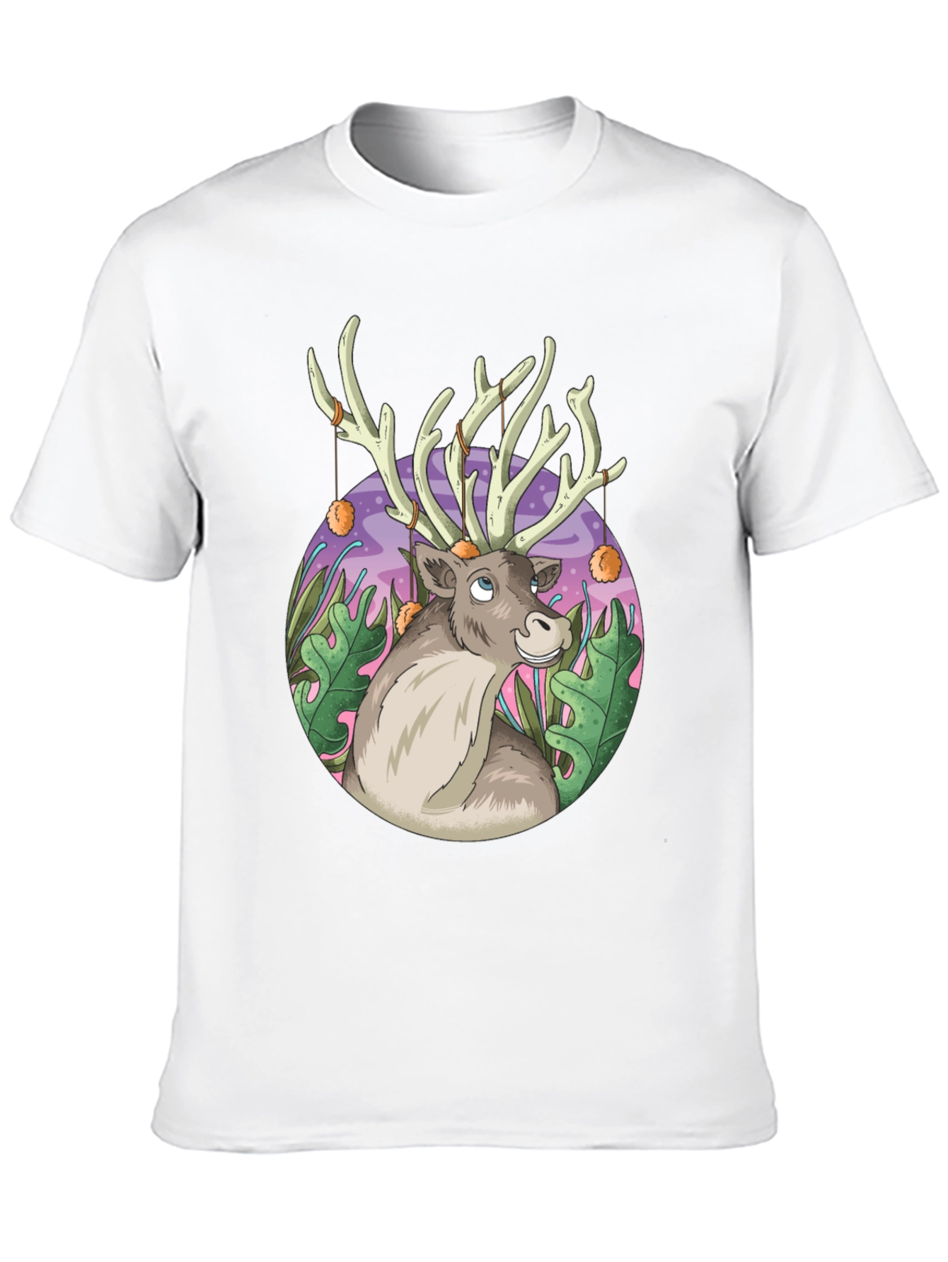 Reindeer Graphic Tee - Black Cotton Casual Top