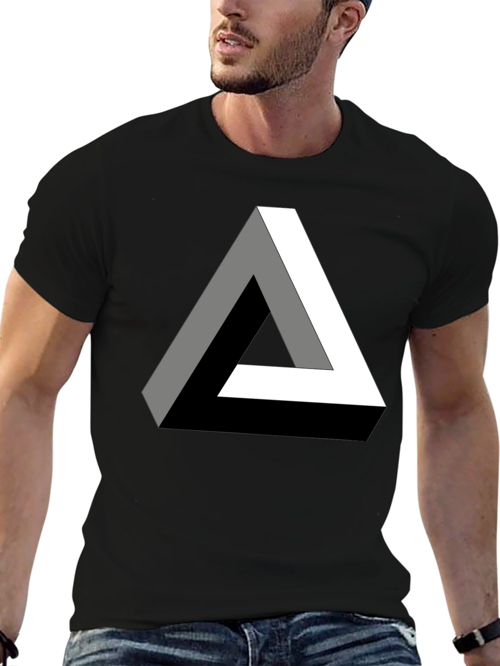 Optical Illusion Triangle Graphic T-Shirt