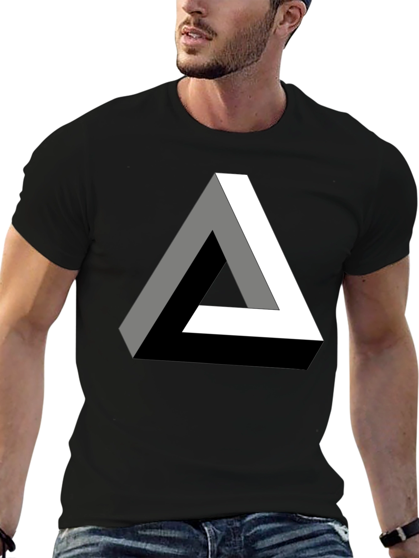 Optical Illusion Triangle Graphic T-Shirt