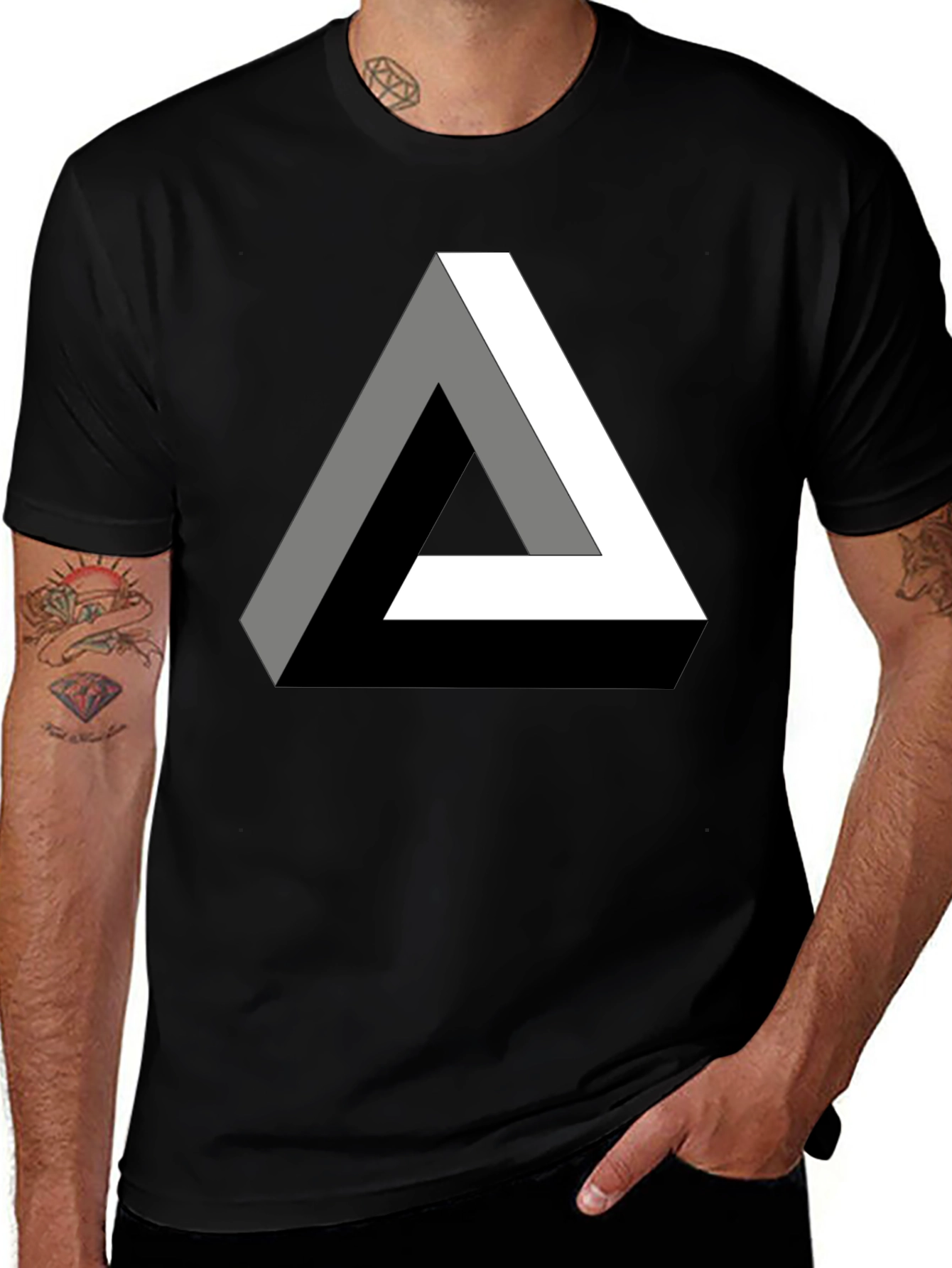 Optical Illusion Triangle Graphic T-Shirt