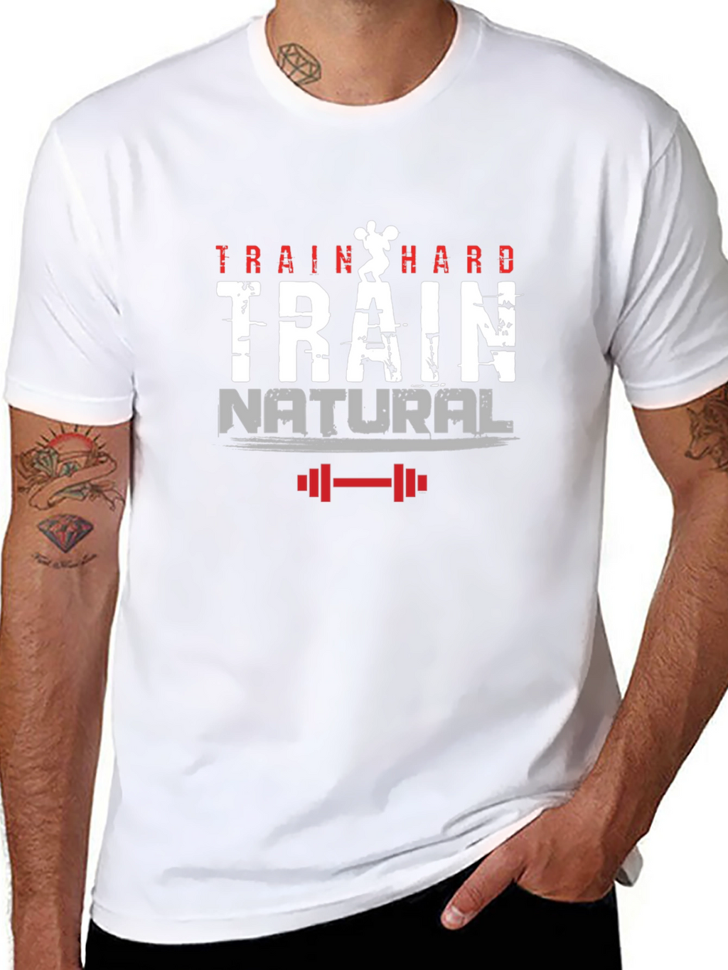 Train Hard Natural Graphic Tee - Black Gym Shirt