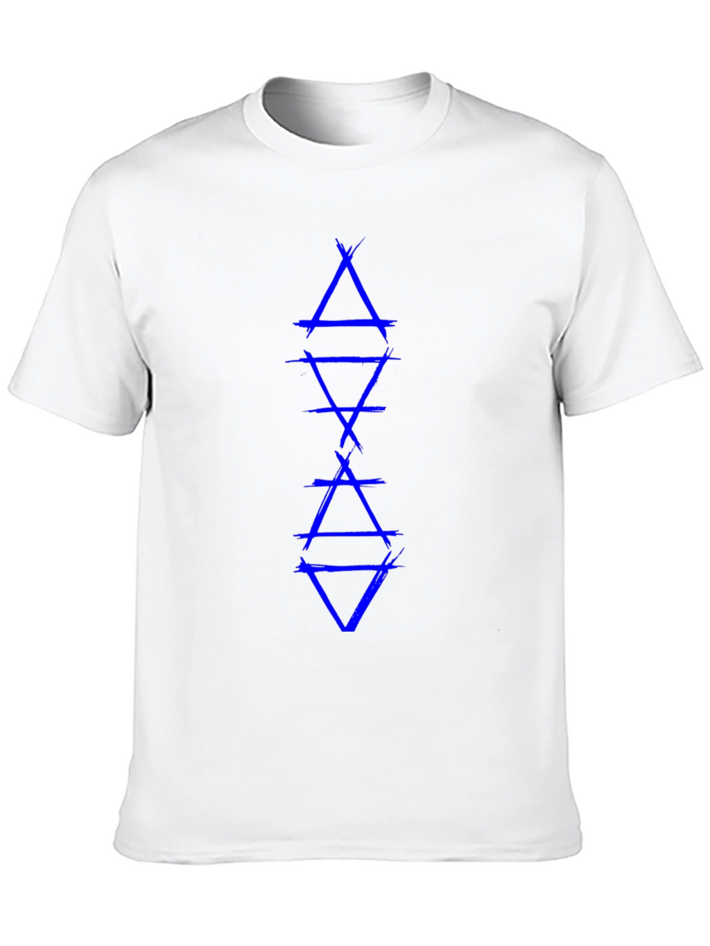 Geometric Triangle Graphic Tee - Blue Design on Black