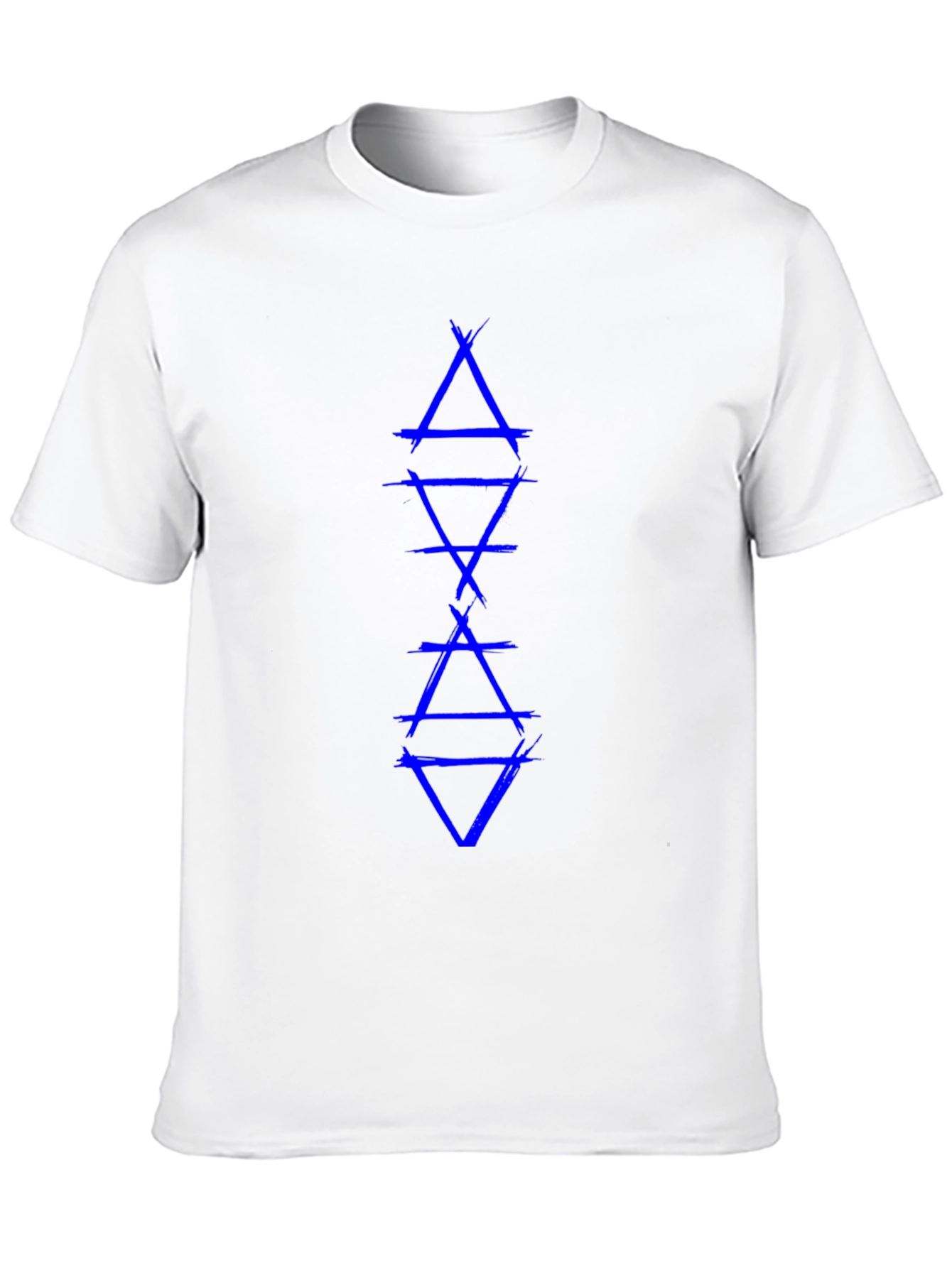 Geometric Triangle Graphic Tee - Blue Design on Black