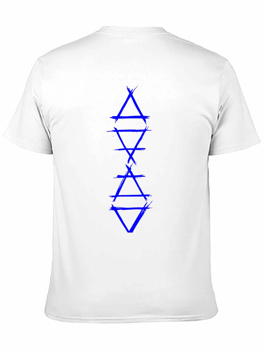 Geometric Triangle Graphic Tee - Blue Design on Black