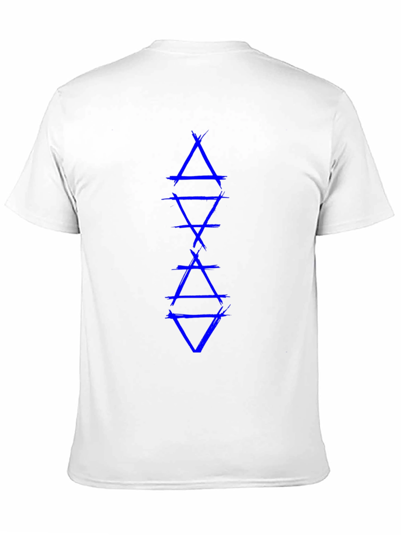 Geometric Triangle Graphic Tee - Blue Design on Black